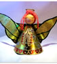 Medium: Tin Angel Christmas Tree decoration yellow dress with Orange hair - Image 1