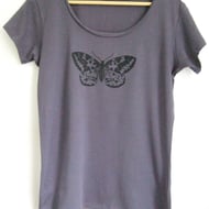 moth print womens printed cotton round neck T s... - Folksy