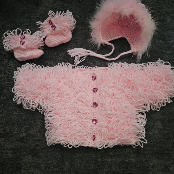 Baby loopy cardigan set