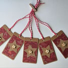 Handmade Pretty Christmas Gift Tags with Star Buttons Pack of 5 