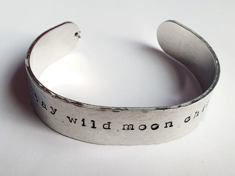 Stamped aluminium cuff bangle bracelet