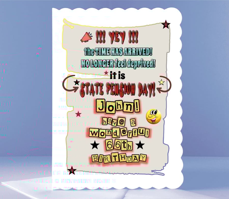 Personalised 66th Birthday Card - New Pensioner Celebration Birthday Card