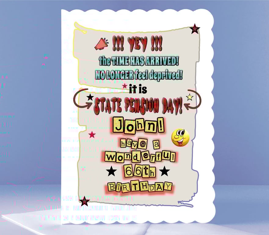 Personalised 66th Birthday Card - New Pensioner Celebration Birthday Card