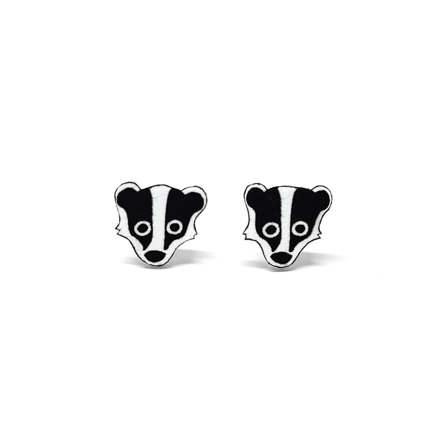 Badger Stud Earrings - Handmade