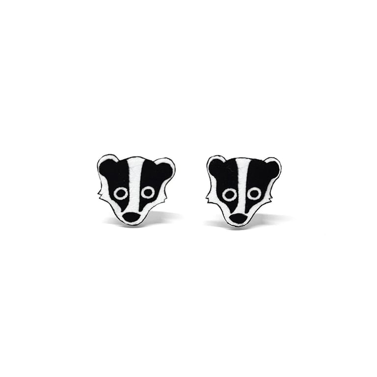 Badger Stud Earrings - Handpainted - Woodland Earrings
