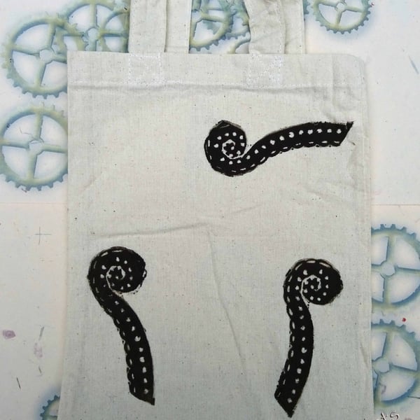 Octopus Tentacle Linocut Hand Printed Mini Tote Shopping Bag Children