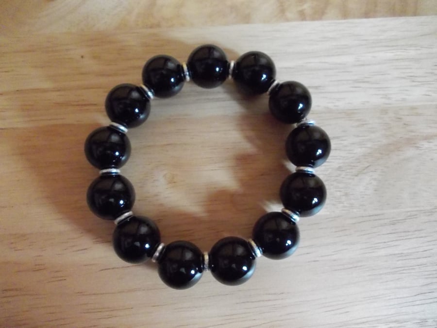 Chunky agate stretchy bracelet