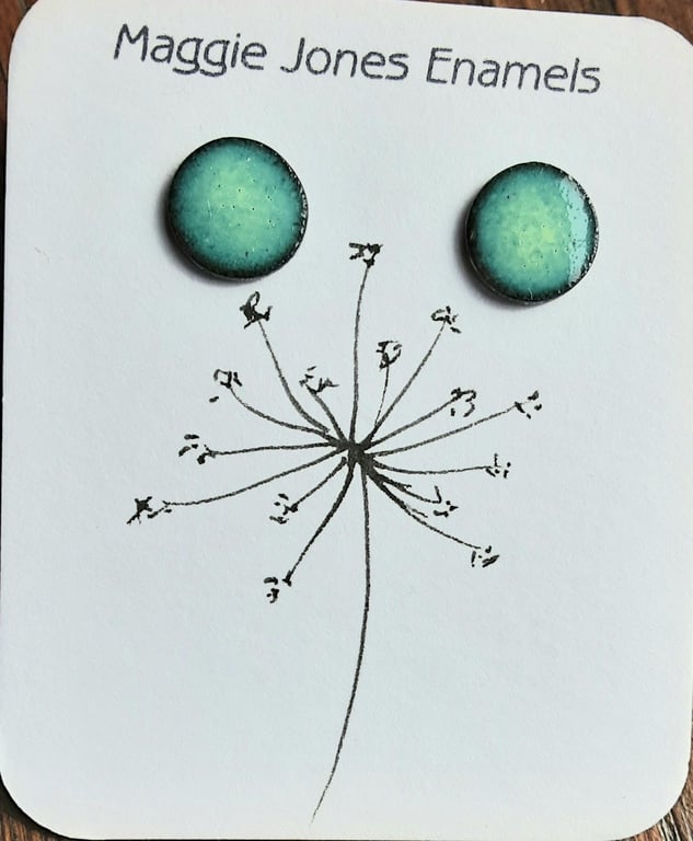 9MM ROUND STUD EARRINGS - KILN FIRED ENAMEL WITH STERLING SILVER POSTS