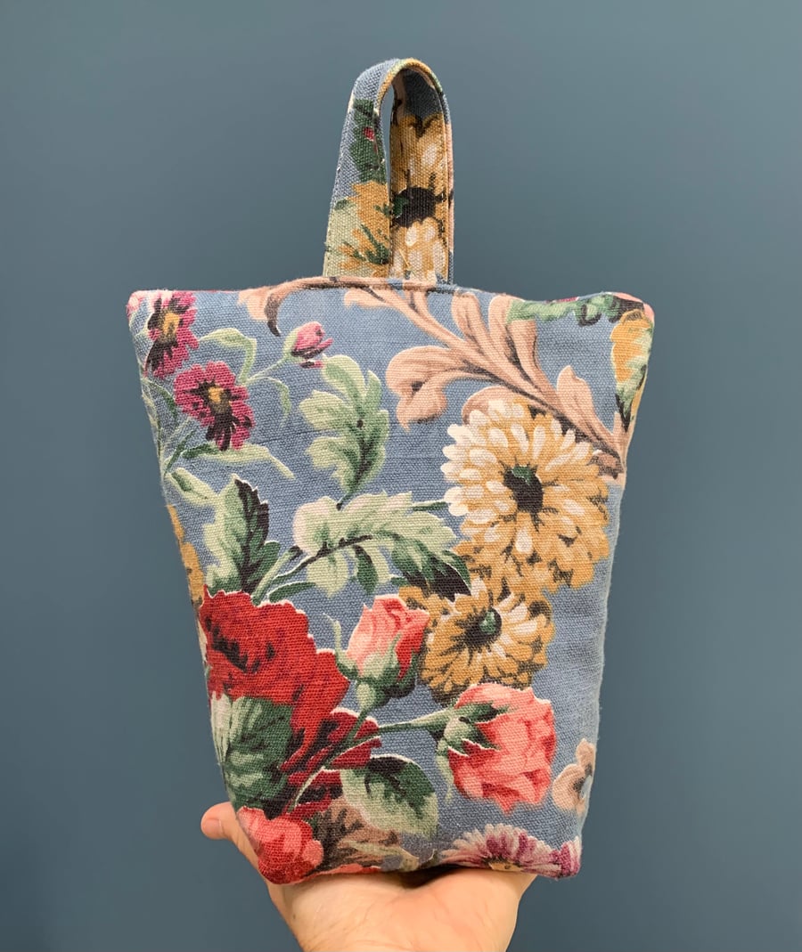 Vintage floral linen door stop