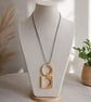 Upcycled wood jewellery, wood & leather pendant, geometric wooden necklace - Image 1