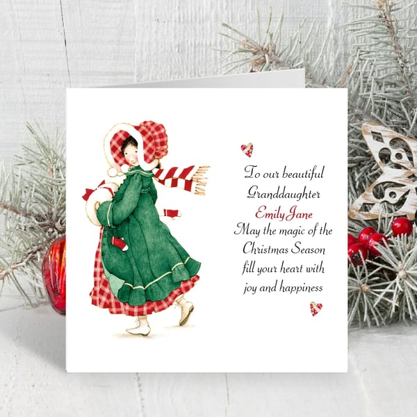 Personalised Holly Hobbie Christmas Card. Design 4