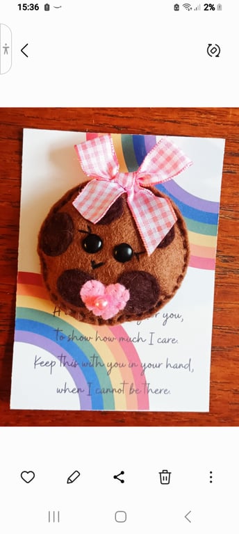 Chocolate chip cookie pocket hug and pocket hug card (pink)