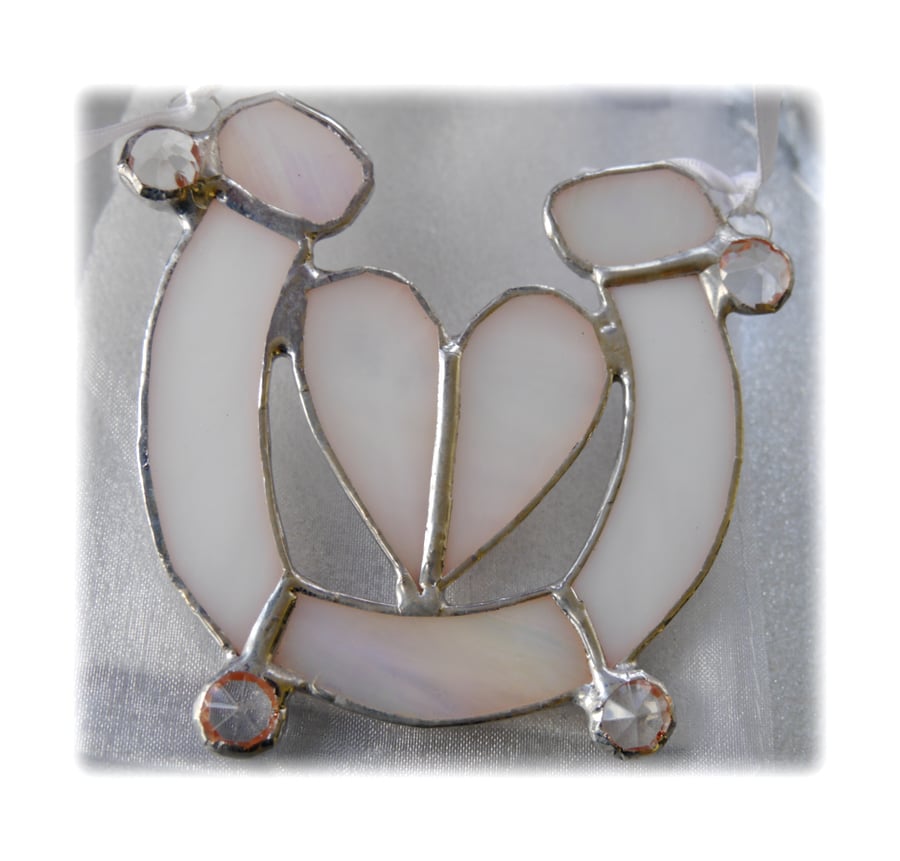  Wedding Horseshoe Heart Stained Glass Suncatcher 002