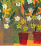 Patio Pots in a row. Mono print with paint - Original artwork - Image 2