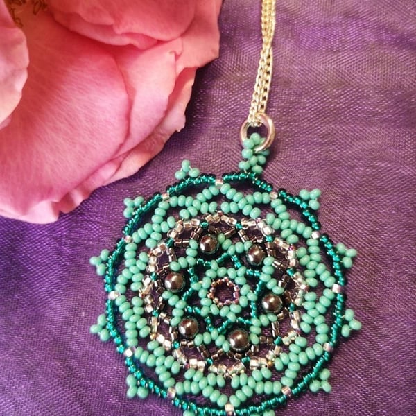 Beadwork Dreamcatcher necklace