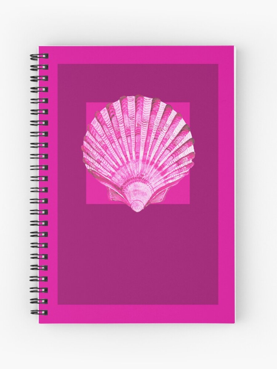 Scallop seashell design A5 notebook in magenta