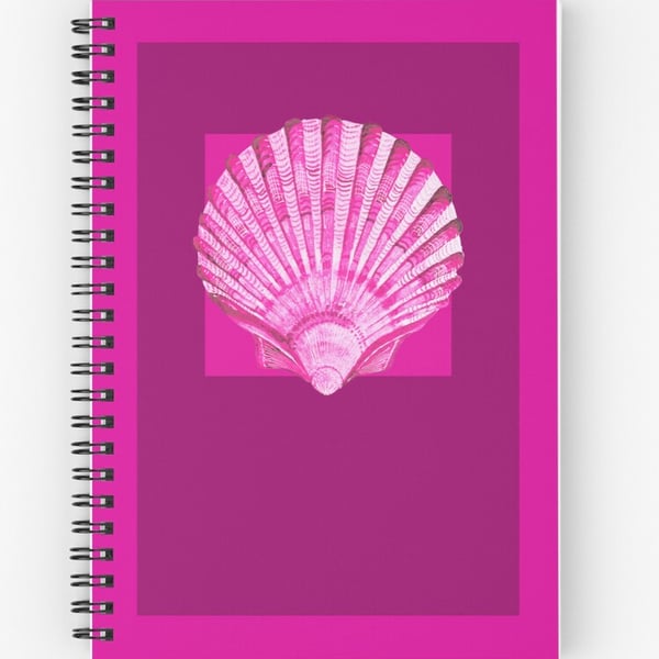Scallop seashell design A5 notebook in magenta