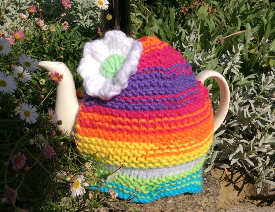 Rainbow Tea Cosy - Daisy design 6 cup pot