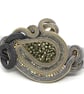 Grey Soutache Brooch Hematite Druzy Large Statement Handmade Brooch - Image 3