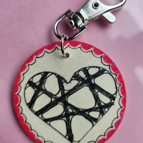 Hand drawn heart keyring