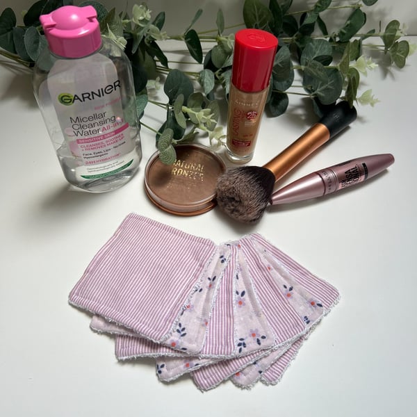 Reusable Bamboo Towelling Face Pads Pack of 7 - Polka Stripes & Florals