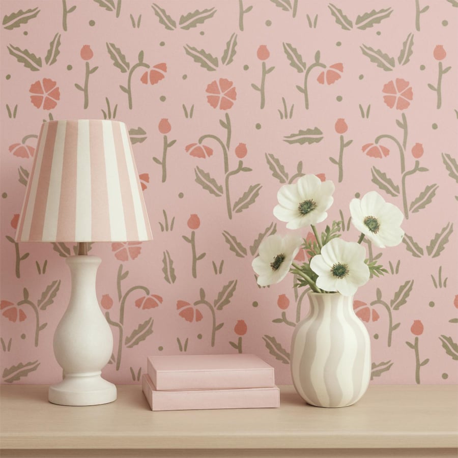 Wildflower Poppy Stencil - Reusable Craft Stencil for Painting Walls & Furniture