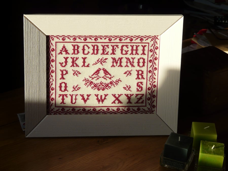 Scandinavian Style Cross Stitch Sampler.