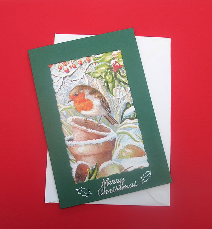 Christmas robin decoupage Christmas card
