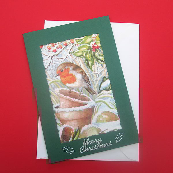 Christmas robin decoupage Christmas card
