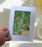 A small mounted abstract painting - flowers - textured art - letterbox gift  - Image 3