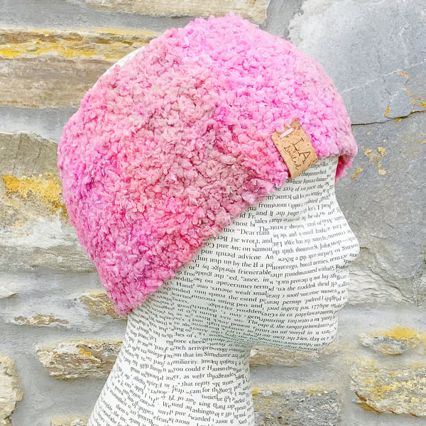 Super Soft Neck Warmer. Hand Knitted Scarf. Headband. Pink Neck Warmer.