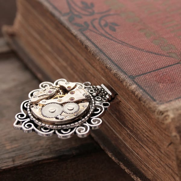 Bookmark, Unique Gift for Reader Steampunk Book Mark made of Watch Work
