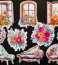 Flower Window Boxes & Chairs ephemera, die cuts, embellishments, card toppers - Image 3