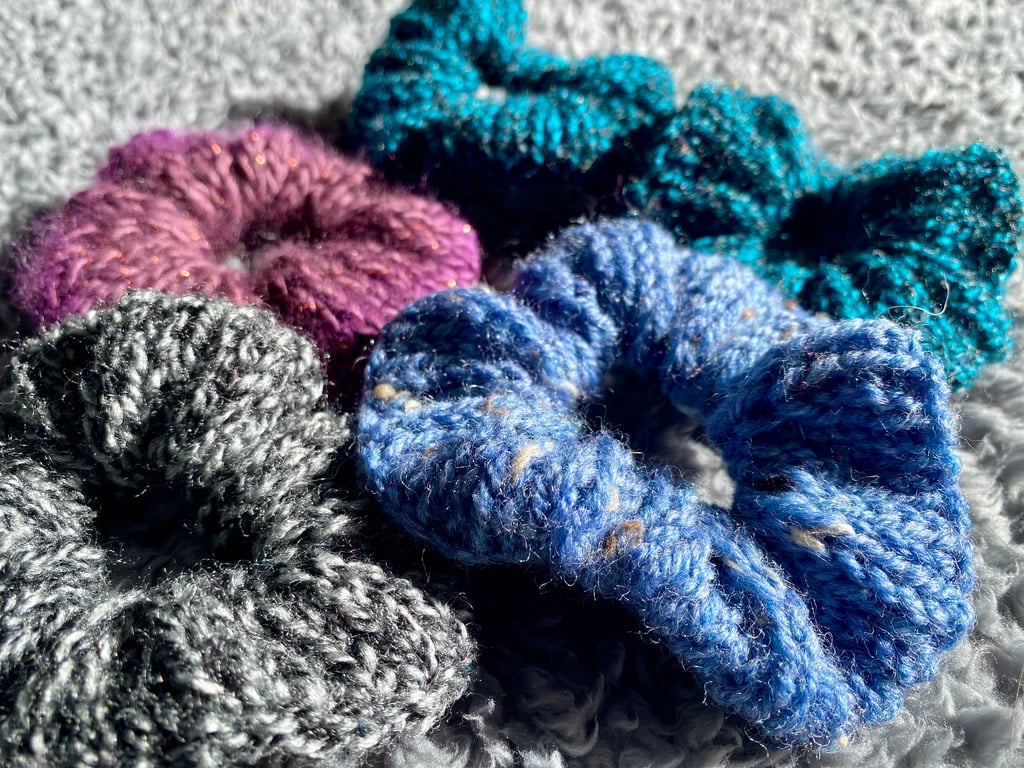 Handmade Knitted Hair Scrunchie 4 pack