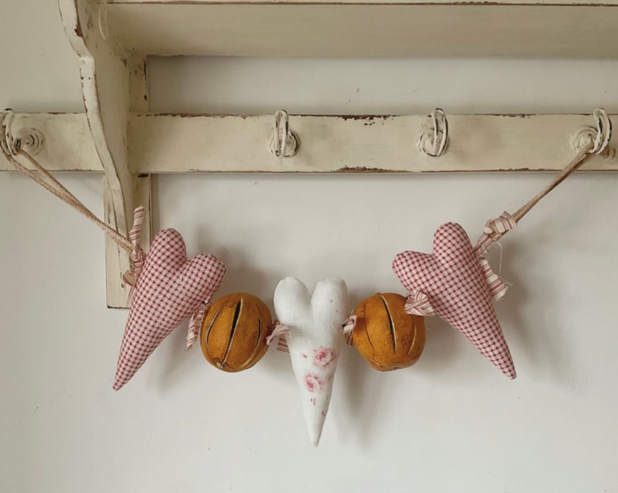 Dried orange and heart garland