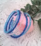 5 Strand Memory Wire and Blue Bead Cuff Bracelets, Stacking Bracelets, Cuff - Image 6