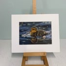 ‘Float in Peace’ 5 x 7 inch giclee art print. Duckling.