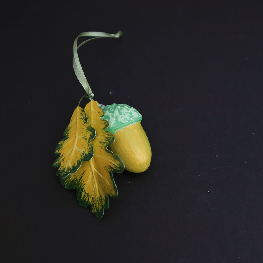 Unique hand painted acorn ornament 