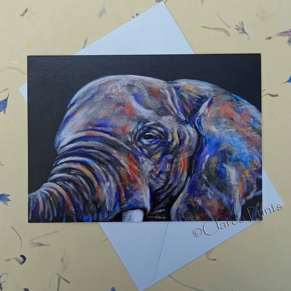 Elephant Blank Greeting Card From my Original Acrylic Painting