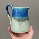 Ceramic handmade medium jug - Glazed in turquoise and greens