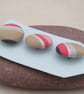 3 Small Handmade Pink Stripe Fabric Buttons - Image 4