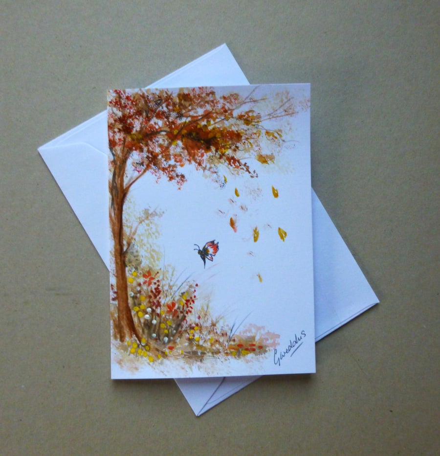 hand painted all occasion blank inside greetings card ( ref FA5 K4 )