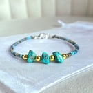 Turquoise Beaded Natural Crystal Bracelet 