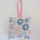 Lavender Bag Vintage Embroidered Flower Design with Hanging Loop