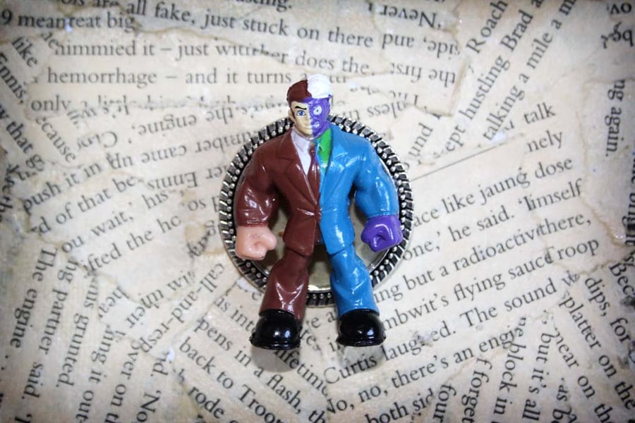 Batman Villain Two-Face Harvey Dent Character Statement Brooch