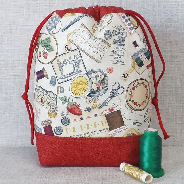 Project bag, drawstring bag, stitching, sewing
