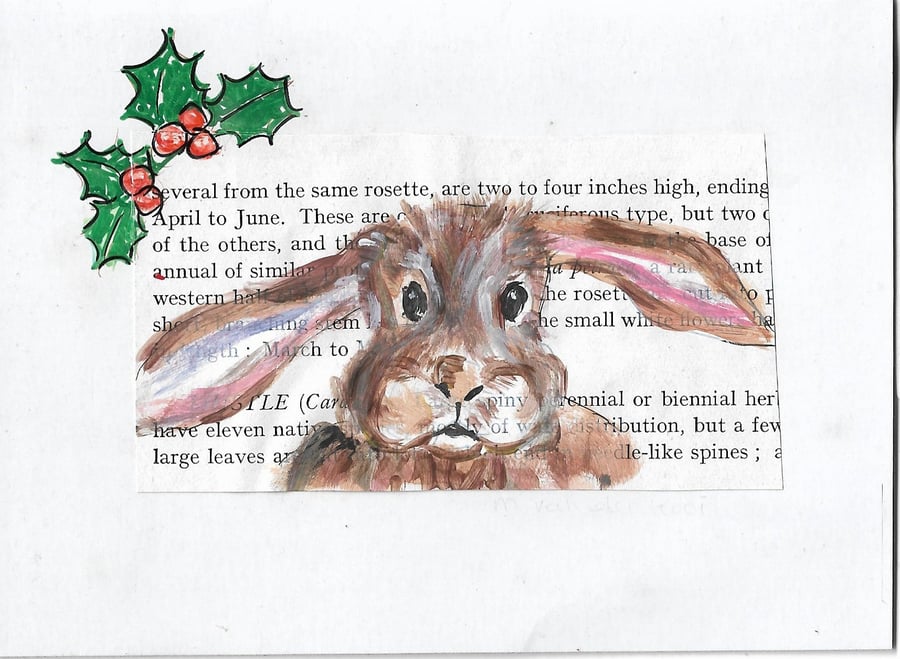 Hare Christmas Card. Original painting. One off artwork