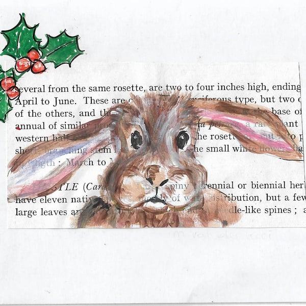 Hare Christmas Card. Original painting. One off artwork