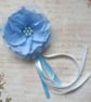 Pale Sky Blue Regency Hibiscus Flower Fascinator Hair Clip Headpiece