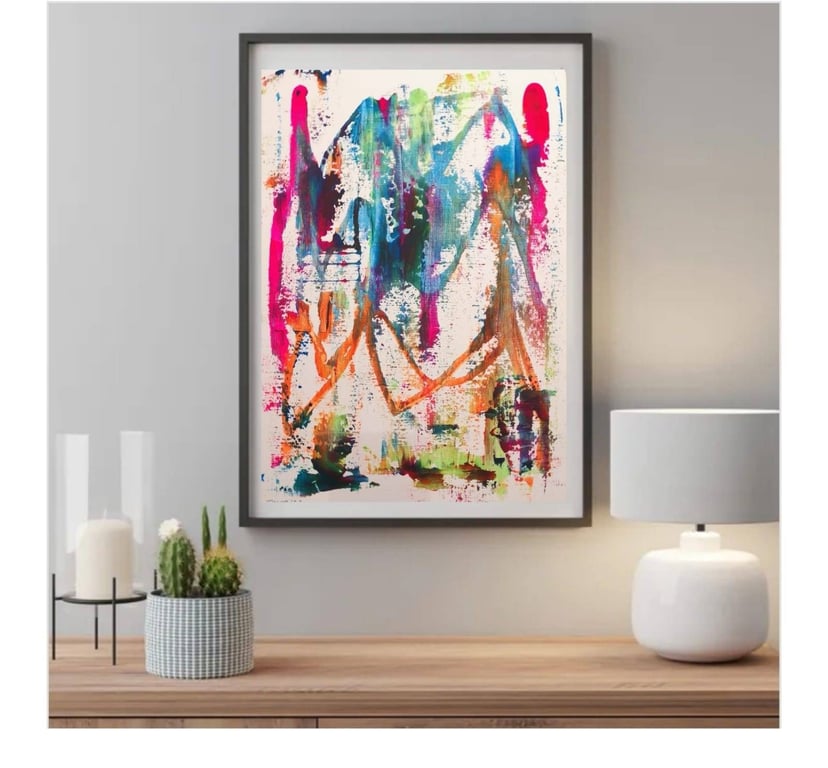 Dancing in the rain - mixed media on a3 paper